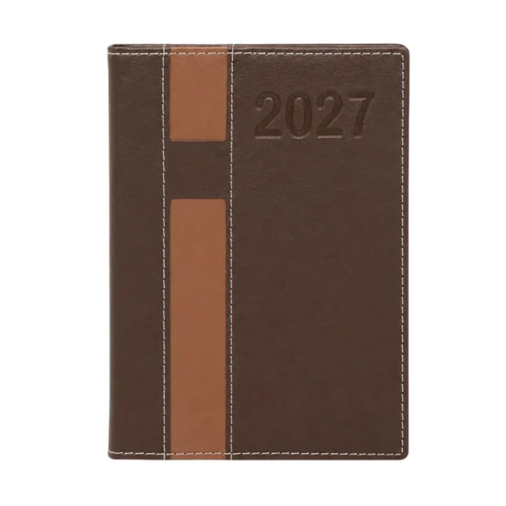 Agenda Diária 2027 em Couro Sintético Personalizada