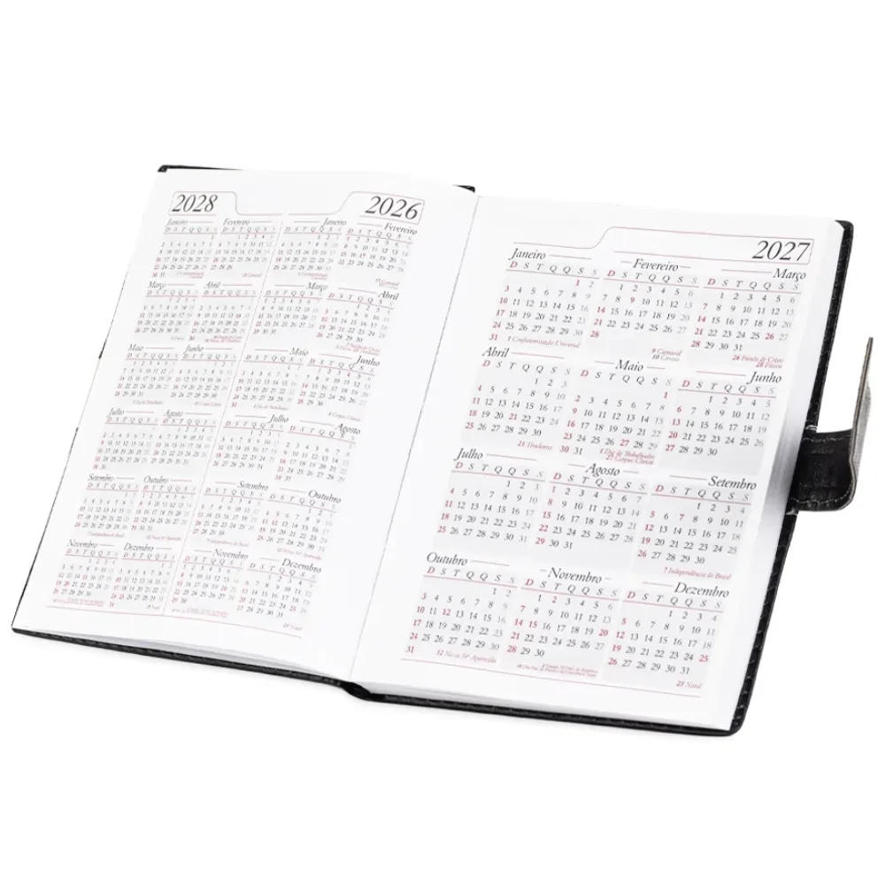 Agenda Diária 2027 em Couro Sintético Personalizada