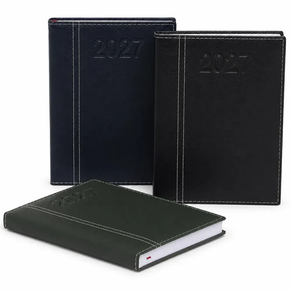 Agenda Diária 2027 em Couro Sintético Personalizada
