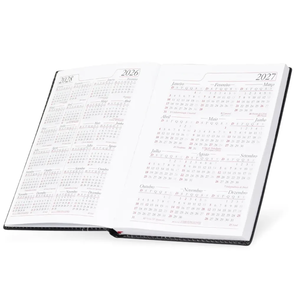 Agenda Diária 2027 em Couro Sintético Personalizada