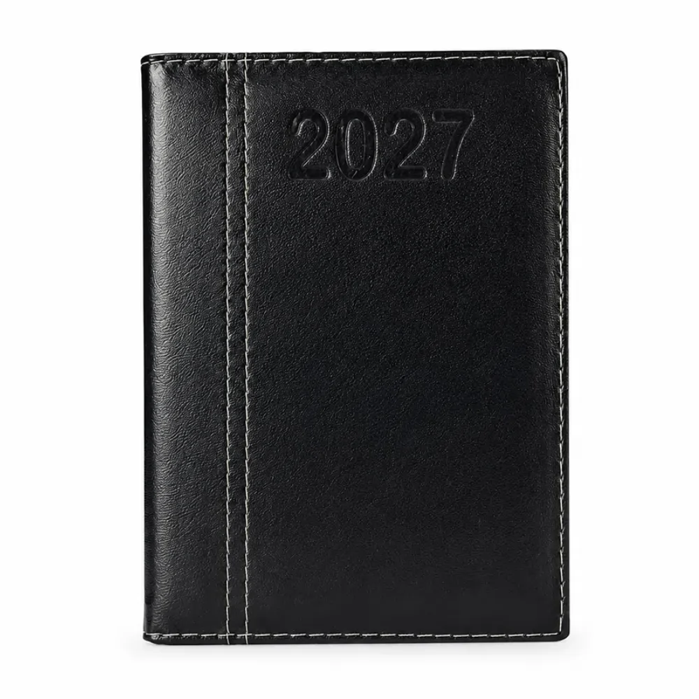 Agenda Diária 2027 em Couro Sintético Personalizada