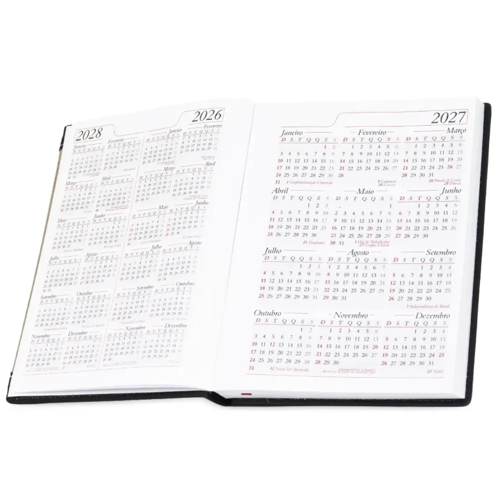 Agenda Diária 2027 em Couro Sintético Personalizada