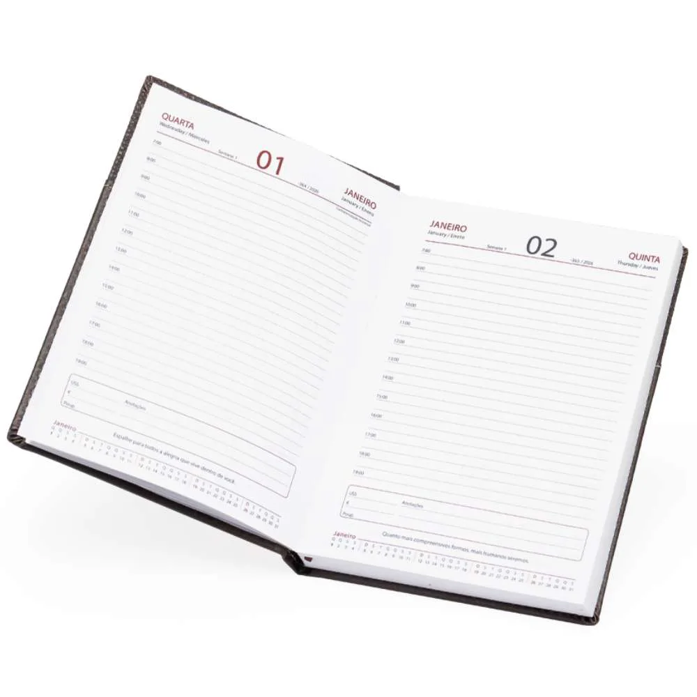 Agenda diária personalizada para brindes corporativos