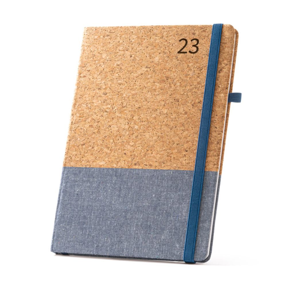 Agenda em Cortiça e Linho Azul para Brindes Personalizados