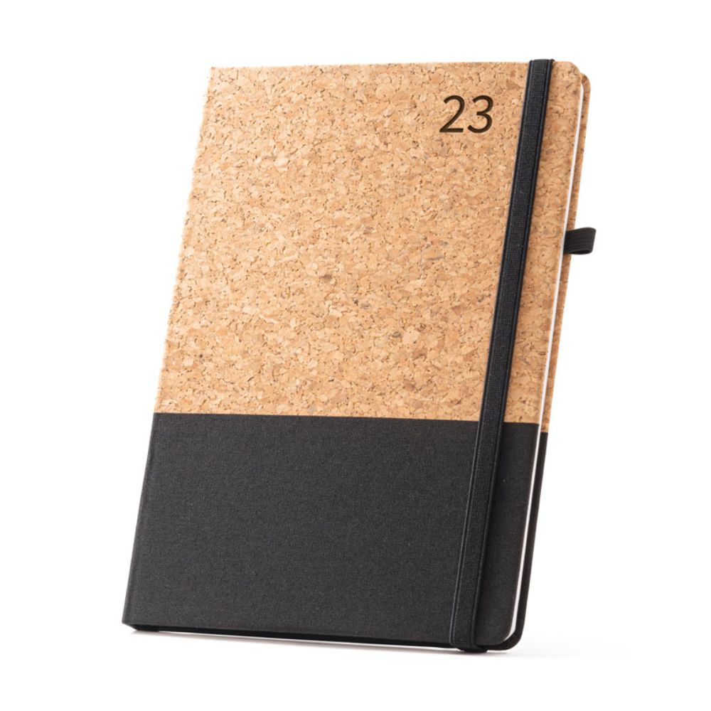 Agenda em Cortiça e Linho Preta para Brindes Personalizados
