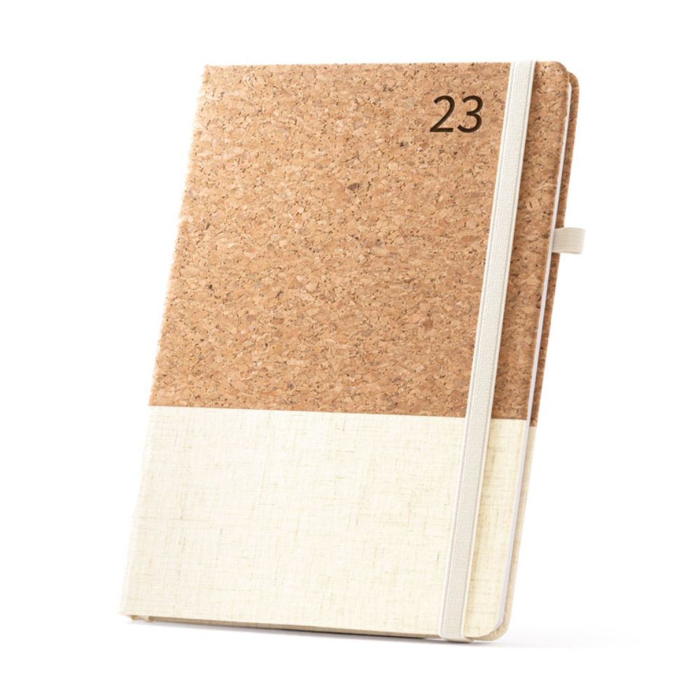 Agenda em Cortiça e Linho Branca para Brindes Personalizados