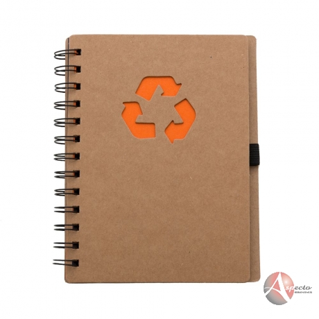 Caderno Espiral Ecológico para Brindes Laranja