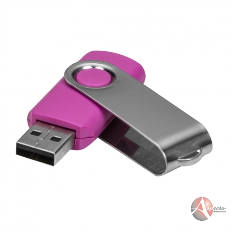 Pen Drive de Alumínio Giratório para Brindes Rosa