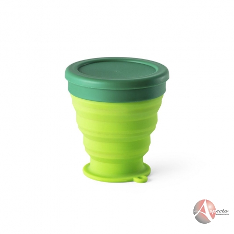 Copo Dobrável 240 ml de Silicone para Brindes Verde Claro