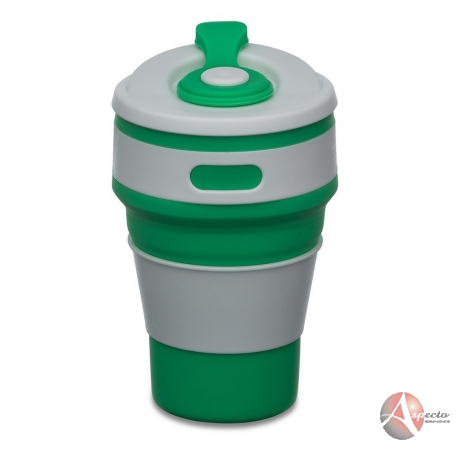 Copo Retrátil 350ml de Silicone para Brindes Verde
