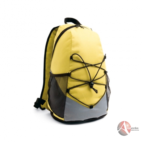 Mochila em Nylon 600D e Bolsos Laterais para Brindes Amarelo