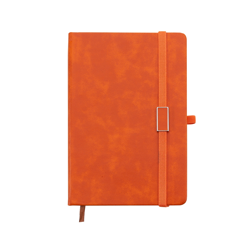 Bloco Caderno Emborrachado com Suporte para caneta Laranja