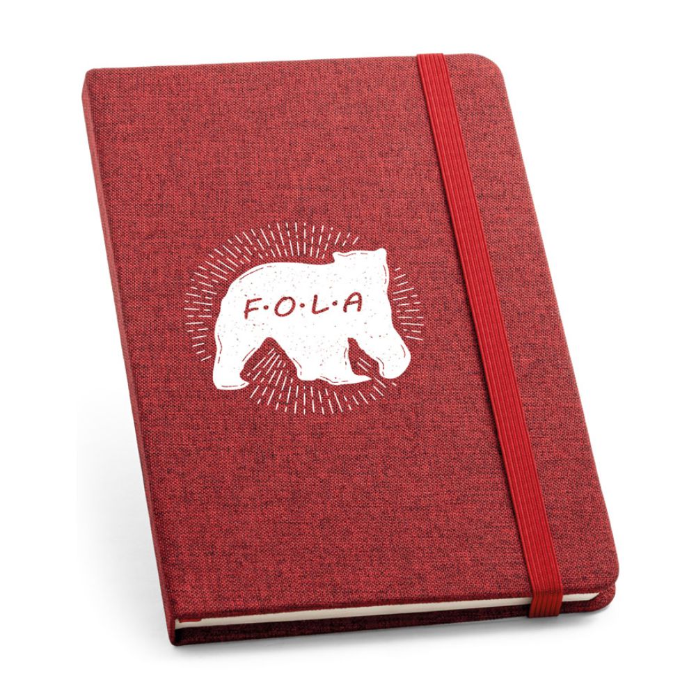 Bloco Caderno forrado em Tecido Poliéster para Brindes Personalizados Vermelho