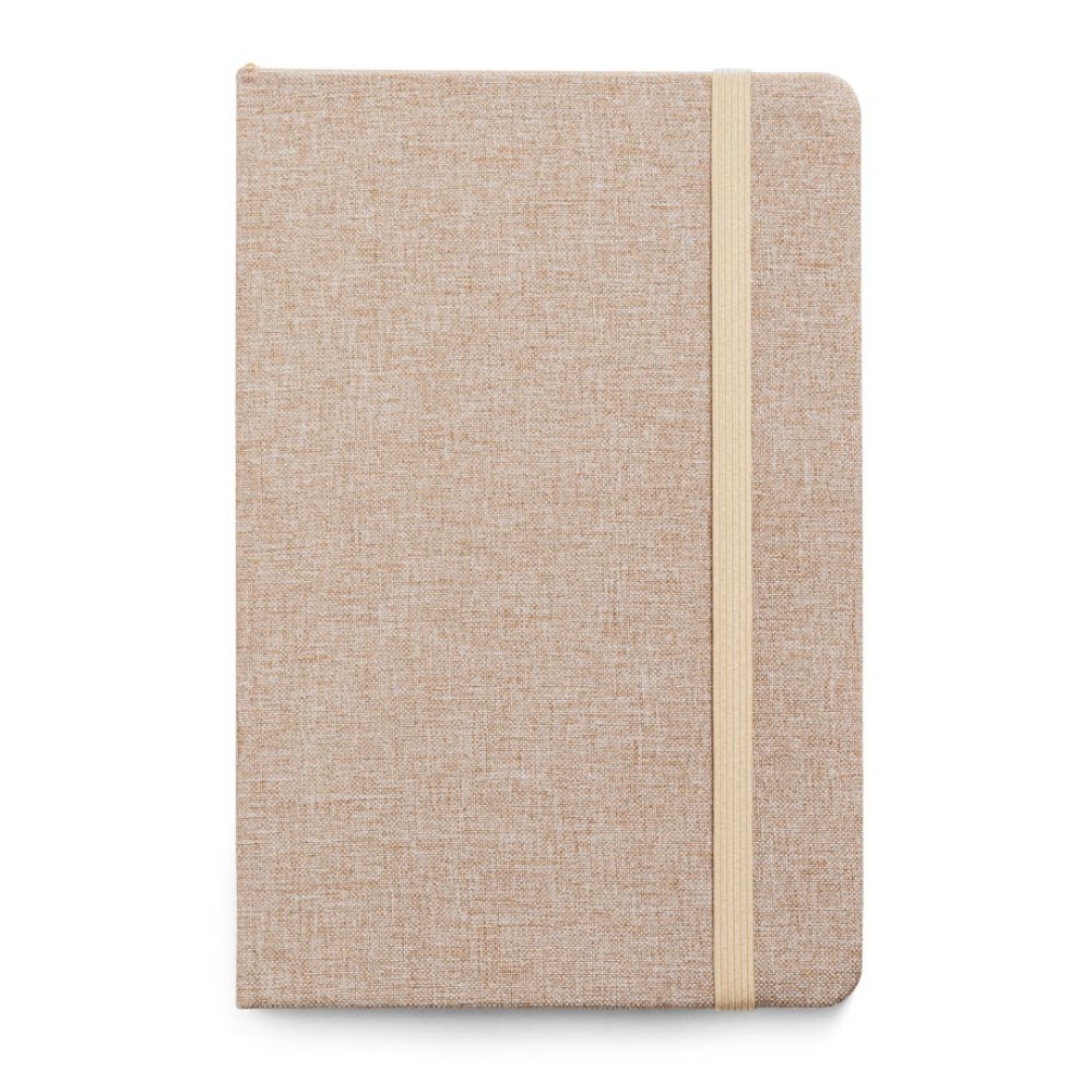 Bloco Caderno forrado em Tecido Poliéster para Brindes Personalizados Bege
