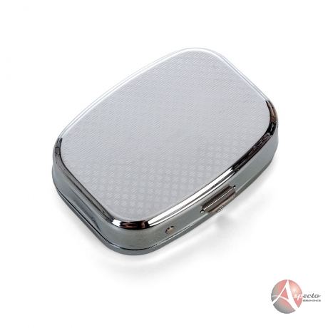 Porta Comprimido de Metal com 02 Divisórias  Prata