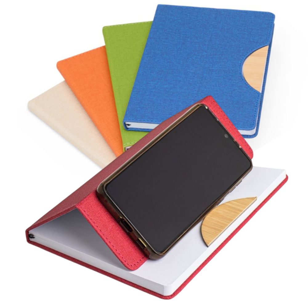 Caderneta com suporte de celular personalizada para brindes promocionais