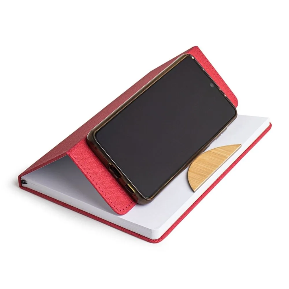 Caderneta com suporte de celular personalizada para brindes promocionais