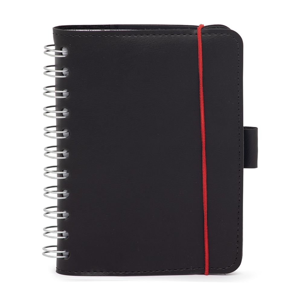 Caderneta de Couro Preto Sintético Personalizado