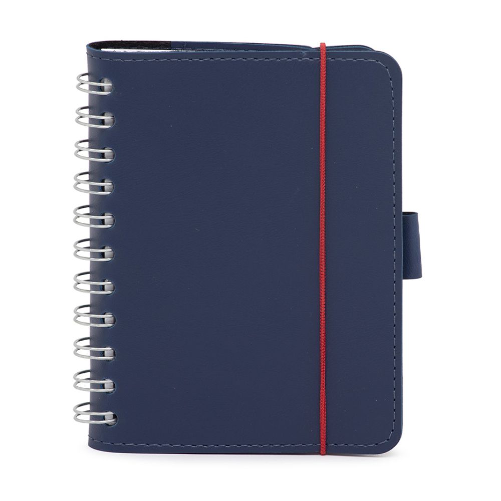 Caderneta de Couro Azul Sintético Personalizado