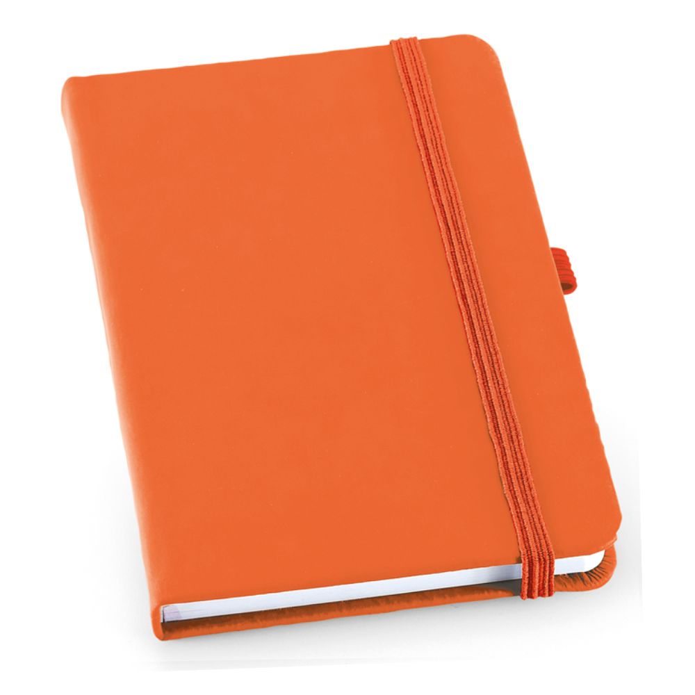 Caderneta tipo Moleskine Laranja 90 x 140 mm com Pauta Personalizado