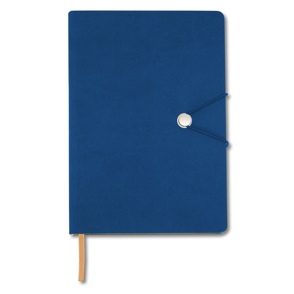 Caderneta Tipo Moleskine com Fecho para Brindes Azul