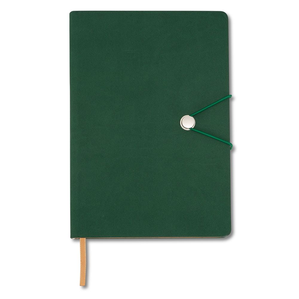 Caderneta Tipo Moleskine com Fecho para Brindes Verde