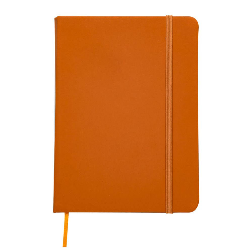 Caderneta tipo Moleskine com Pauta Laranja para Brindes Personalizados