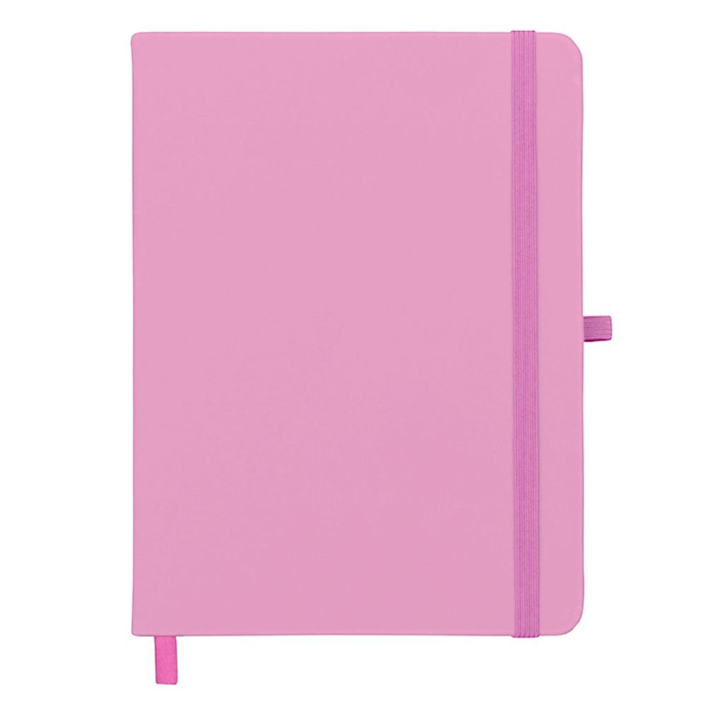 Caderneta tipo Moleskine em Couro Sintético Rosa para Brindes Personalizados