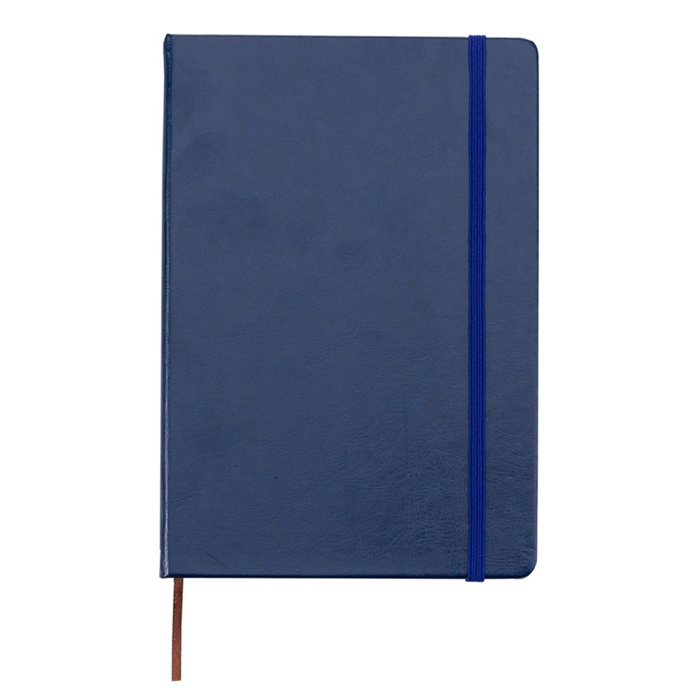 Caderneta tipo Moleskine de Couro Sintético Azul para Brindes Promocionais