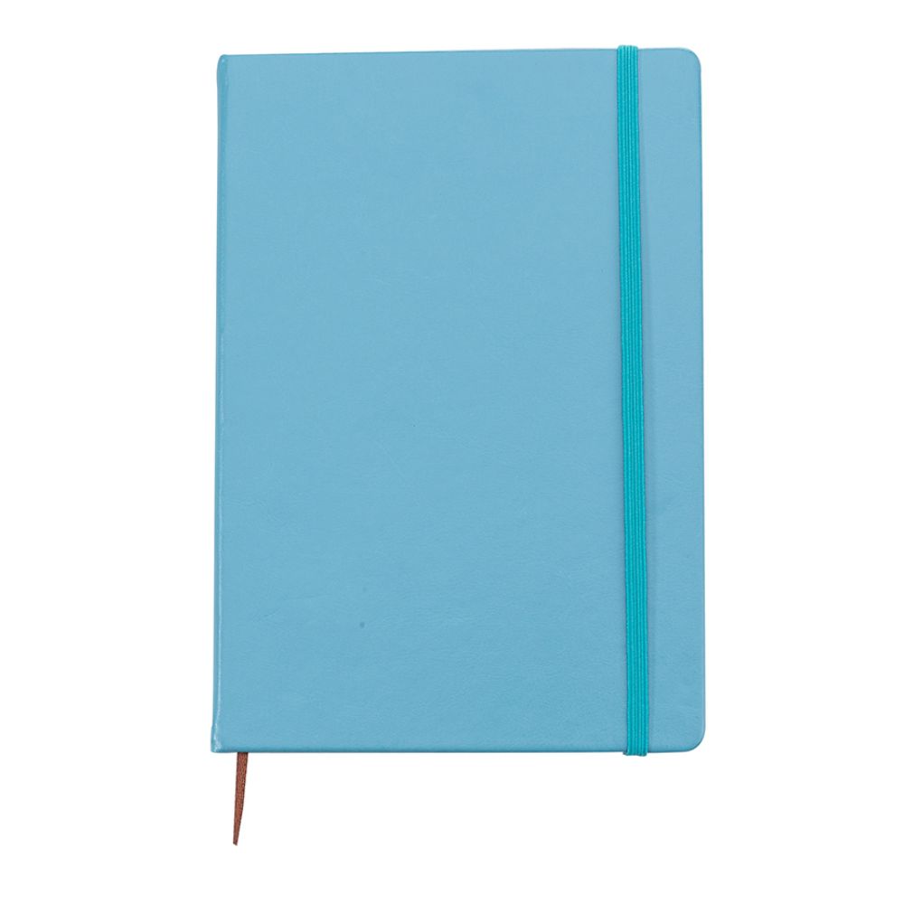 Caderneta tipo Moleskine de Couro Sintético Azul para Brindes Promocionais