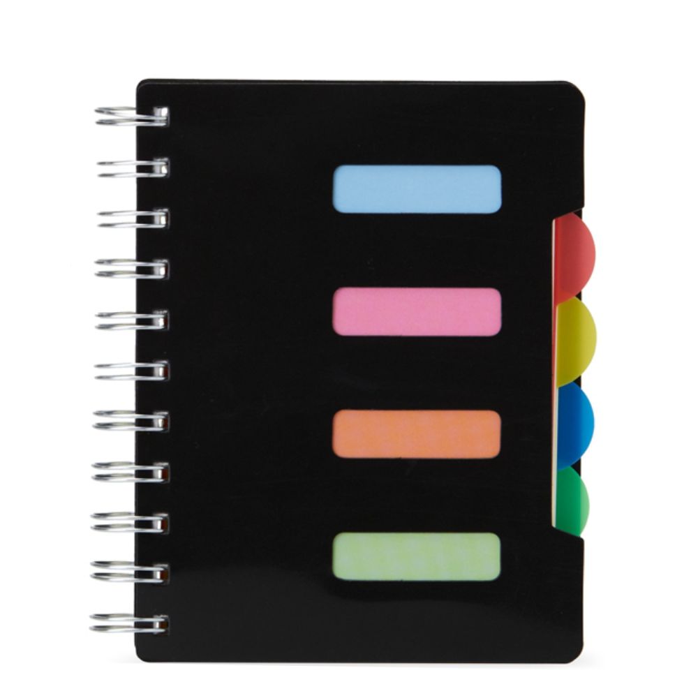 Caderno Pequeno Preto com Divisórias para Brindes