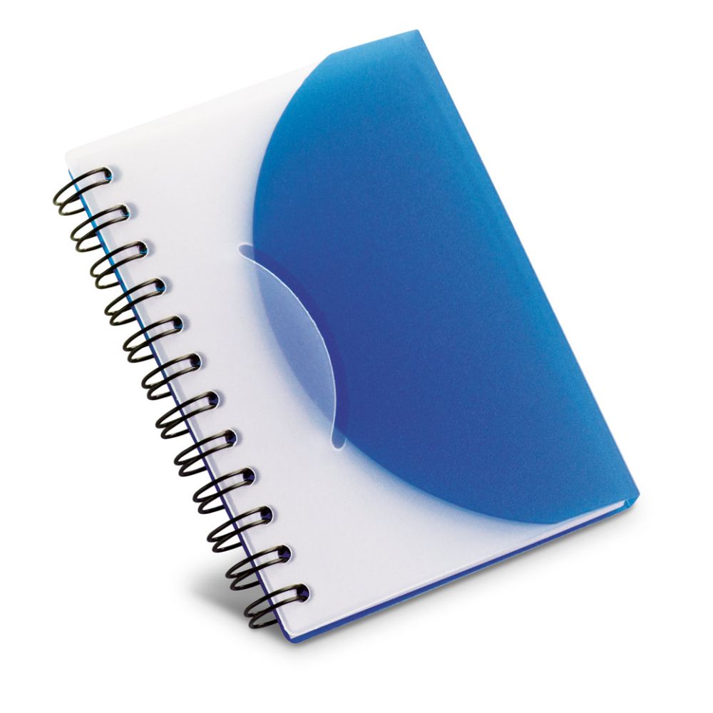 Caderno Plástico Semi-rígido sem Pauta Azul para Brindes Personalizados
