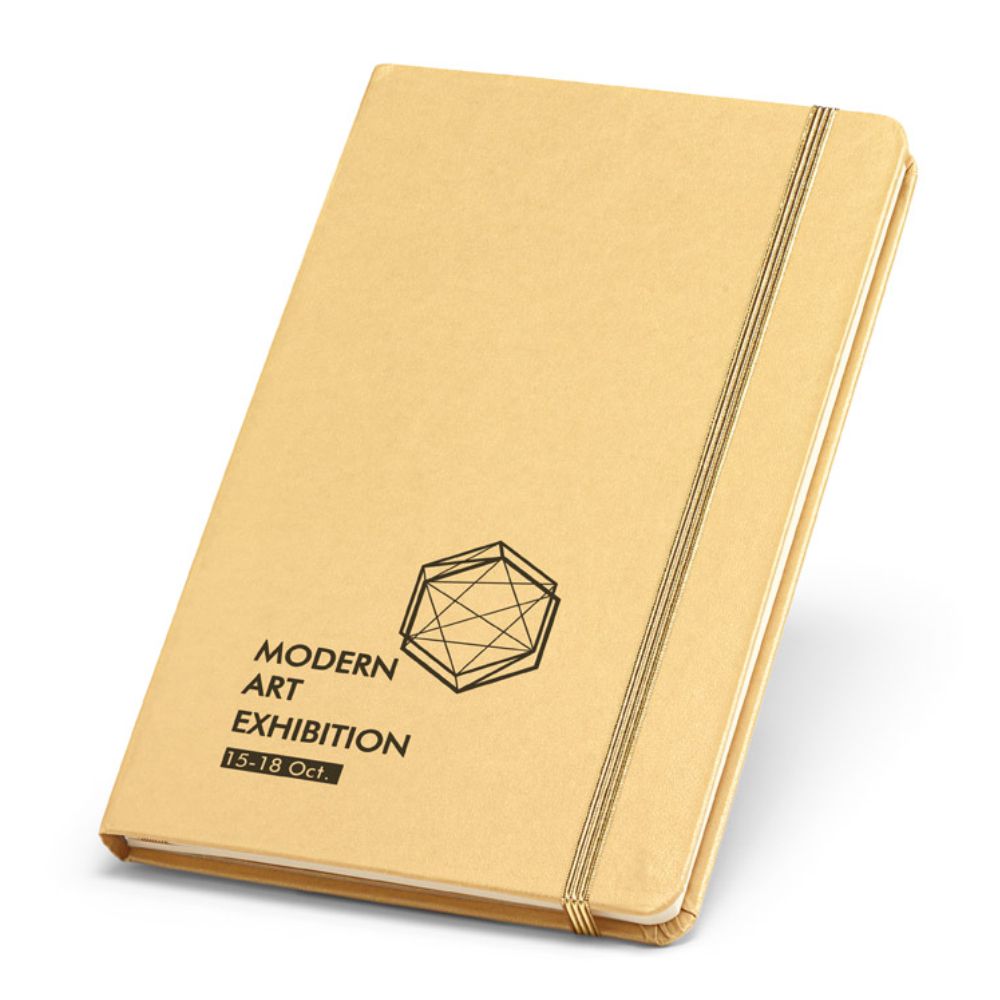 Caderno tipo Moleskine Dourado para Brindes Personalizados