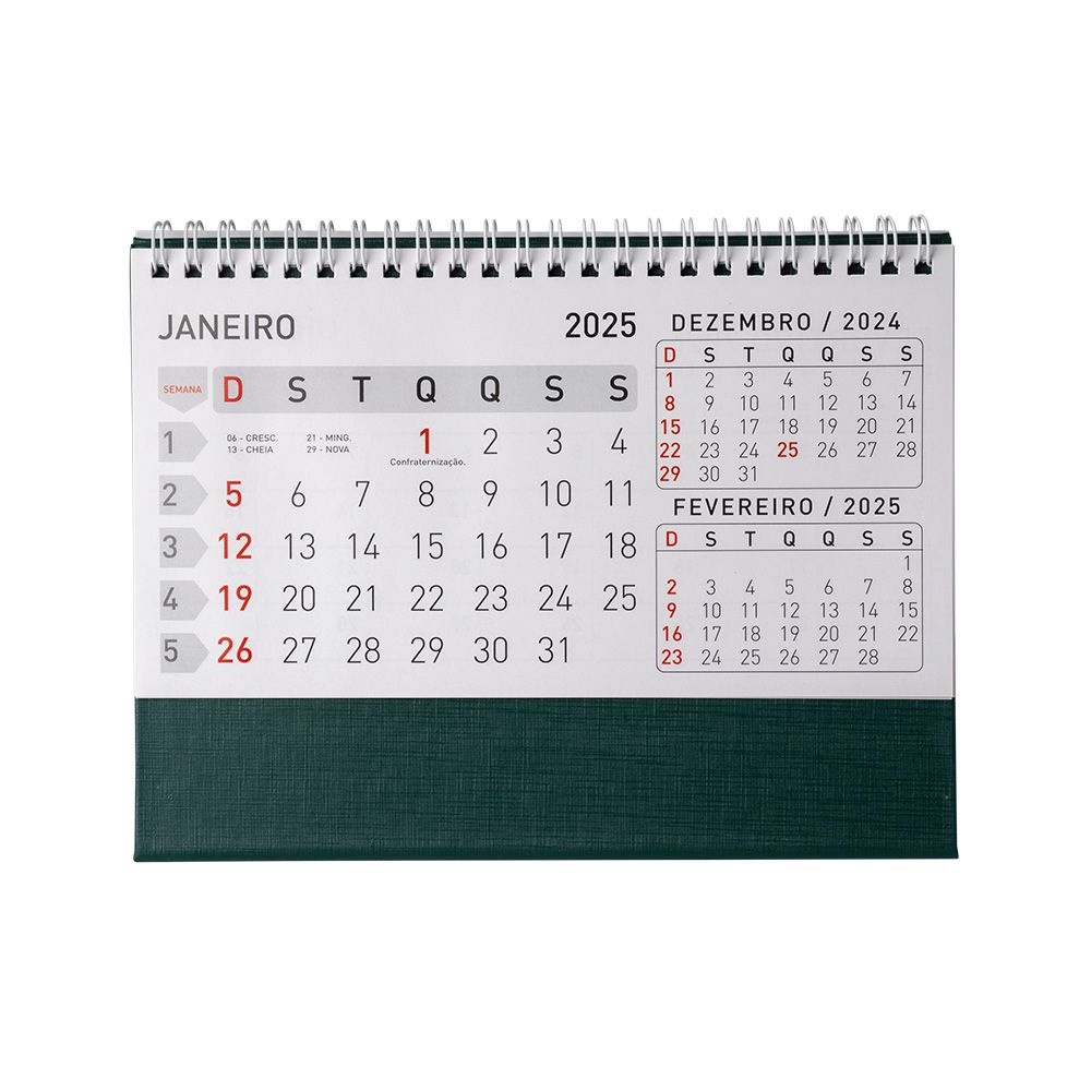Calendário de Mesa Verde para Brindes Promocionais