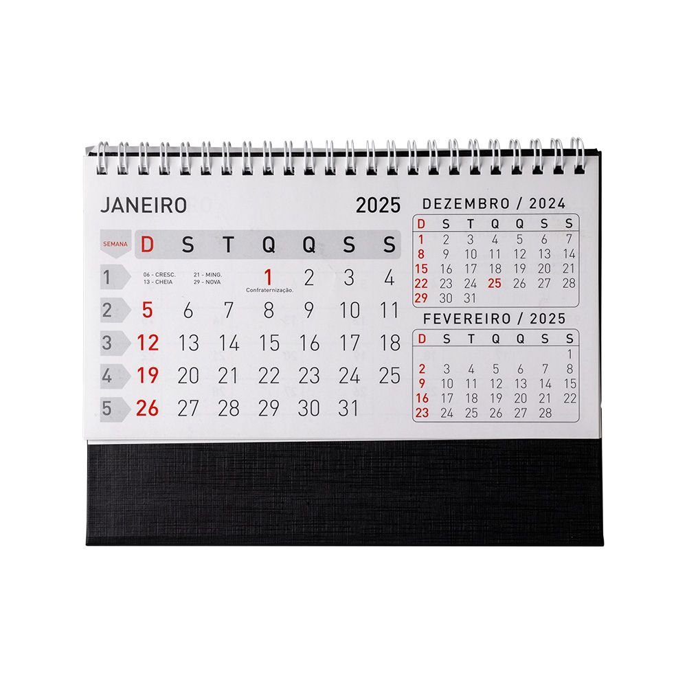 Calendário de Mesa Preto para Brindes Promocionais