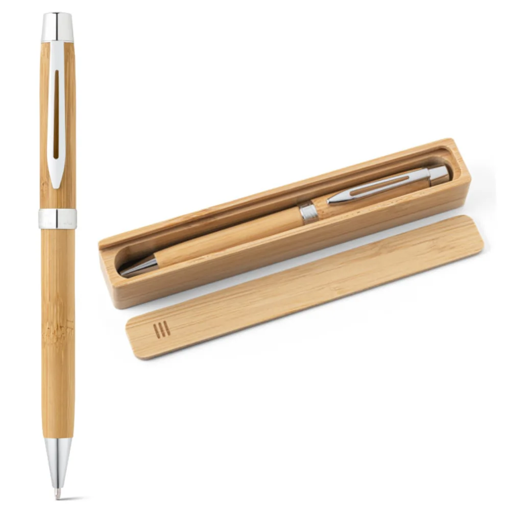 Caneta de Bambu com Estojo Personalizada