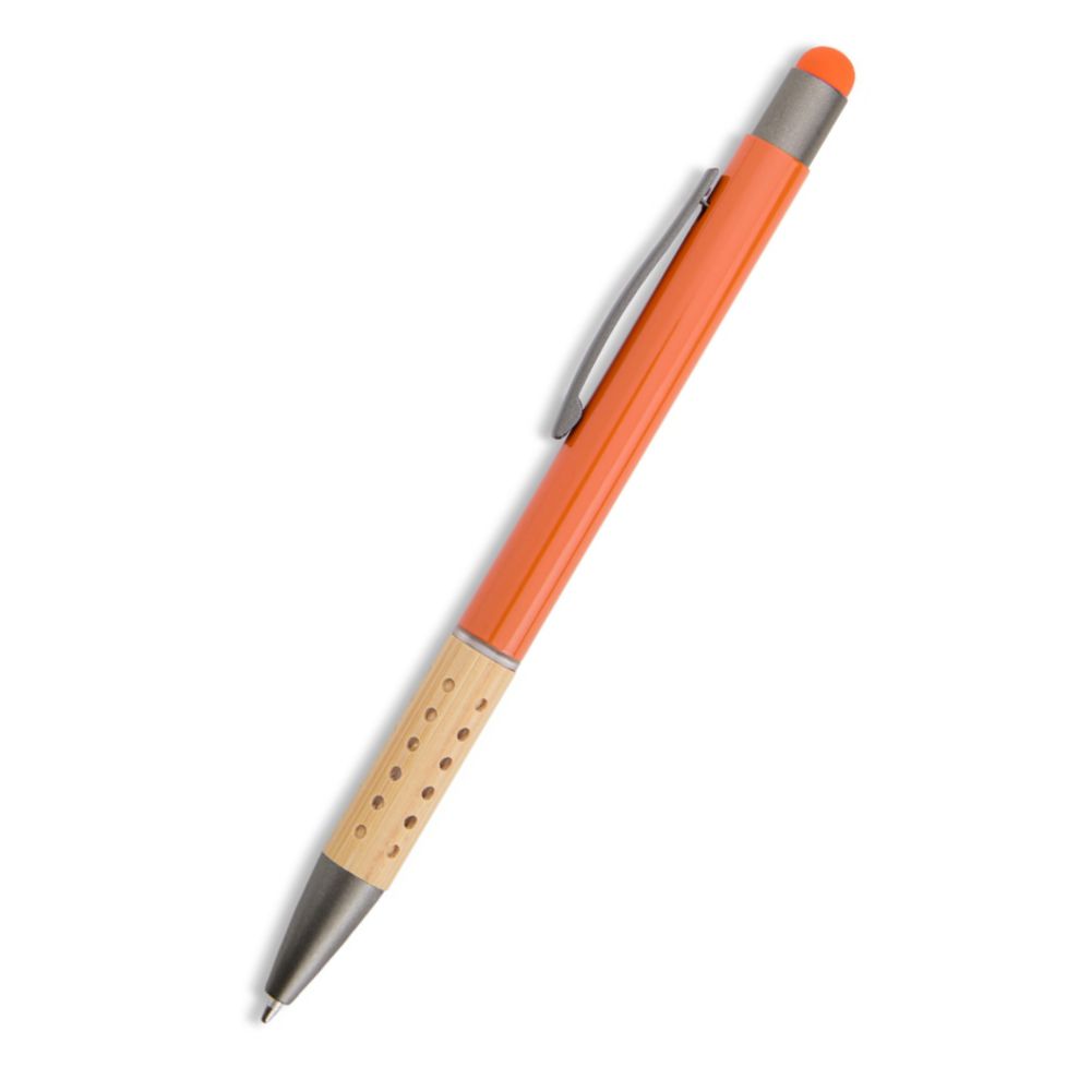 Caneta de Metal e Bambu com ponteira Touch Personalizada para Brindes
