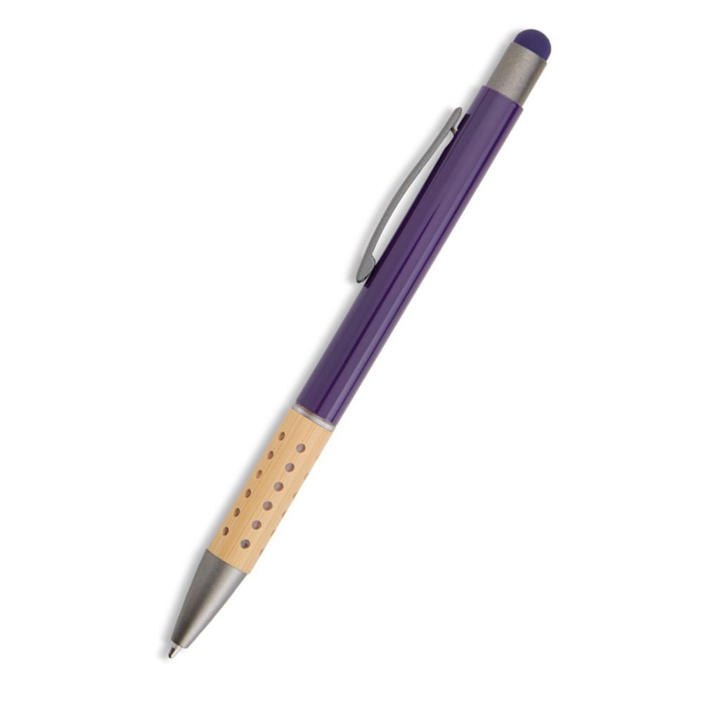 Caneta de Metal e Bambu com ponteira Touch Personalizada para Brindes