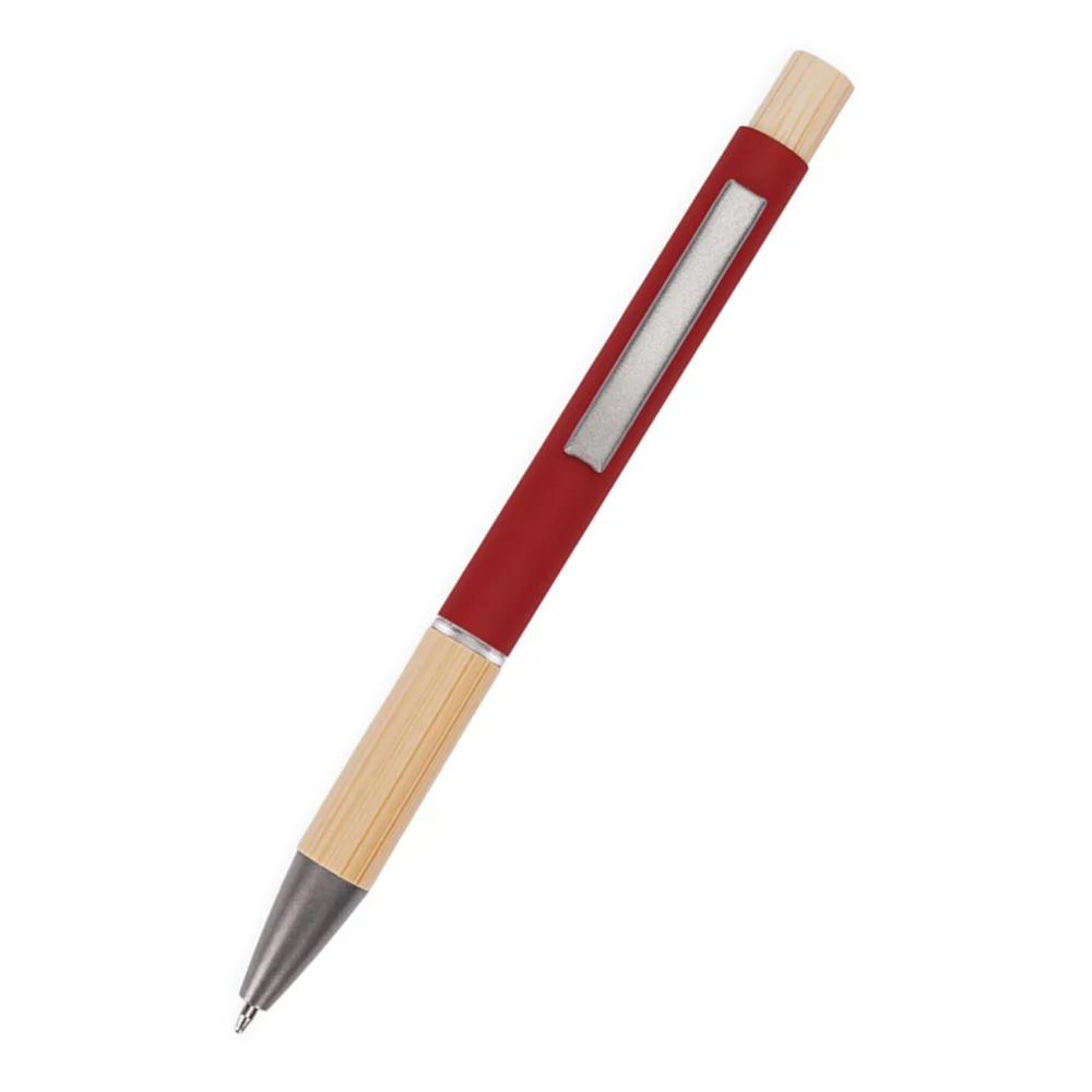 Caneta de Metal e Bambu Personalizada para brindes promocionais