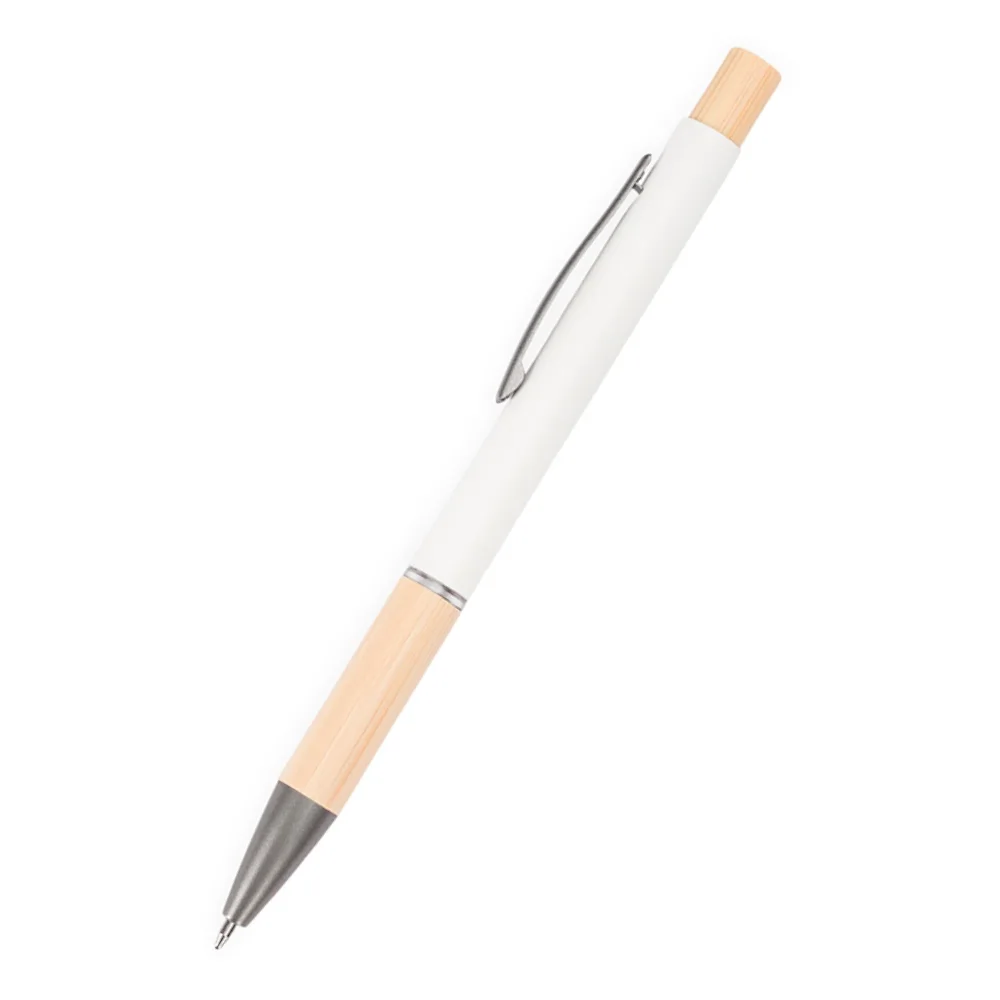 Caneta de Metal e Bambu Personalizada para brindes promocionais
