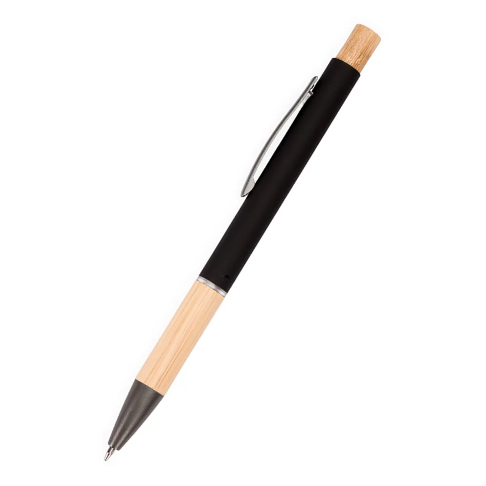 Caneta de Metal e Bambu Personalizada para brindes promocionais