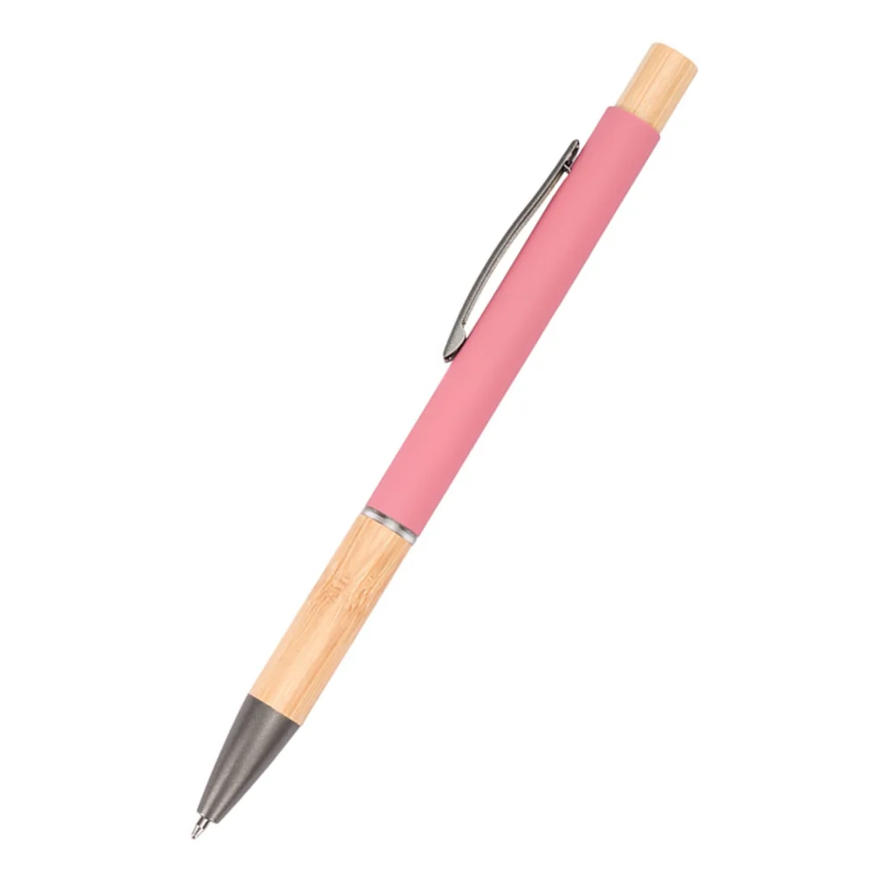 Caneta de Metal e Bambu Personalizada para brindes promocionais