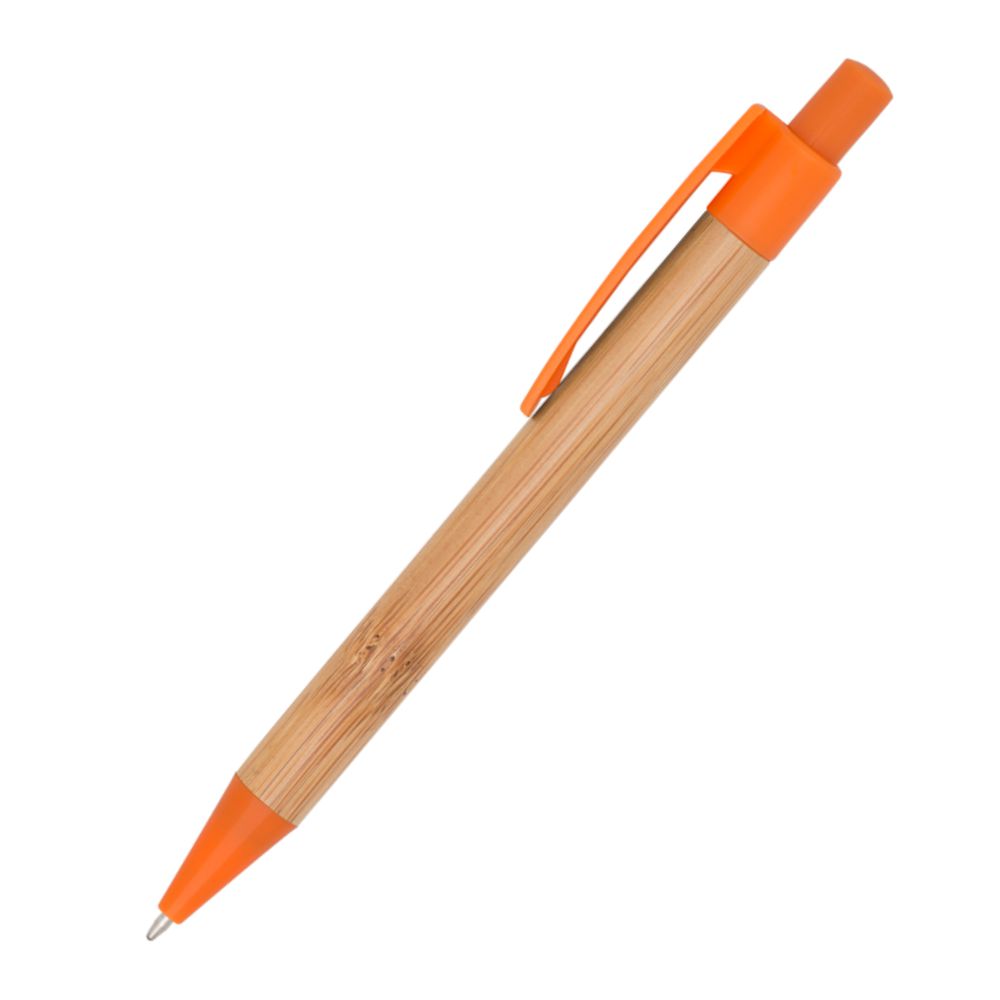 Caneta Ecológica de Bambu Laranja para Brindes Promocionais