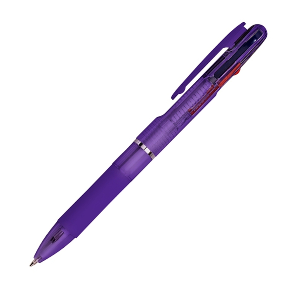 Caneta Plástica 3 Cores Personalizadas para Brindes Roxa