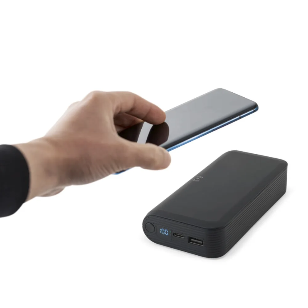 Carregador por Indução Power Bank 20.000 mAh personalizado para brindes corporativos