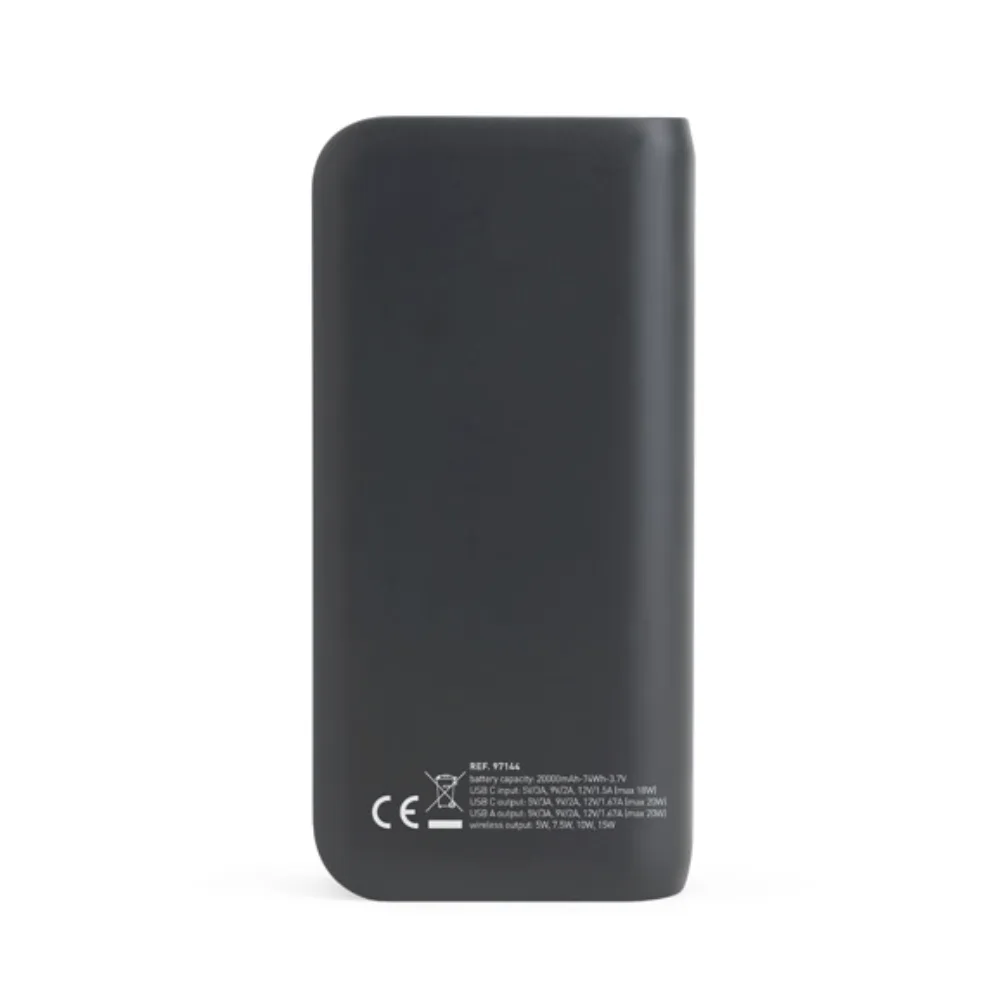 Carregador por Indução Power Bank 20.000 mAh personalizado para brindes corporativos