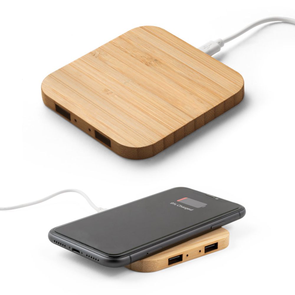 Carregador Hub Wireless em Bambu Personalizado