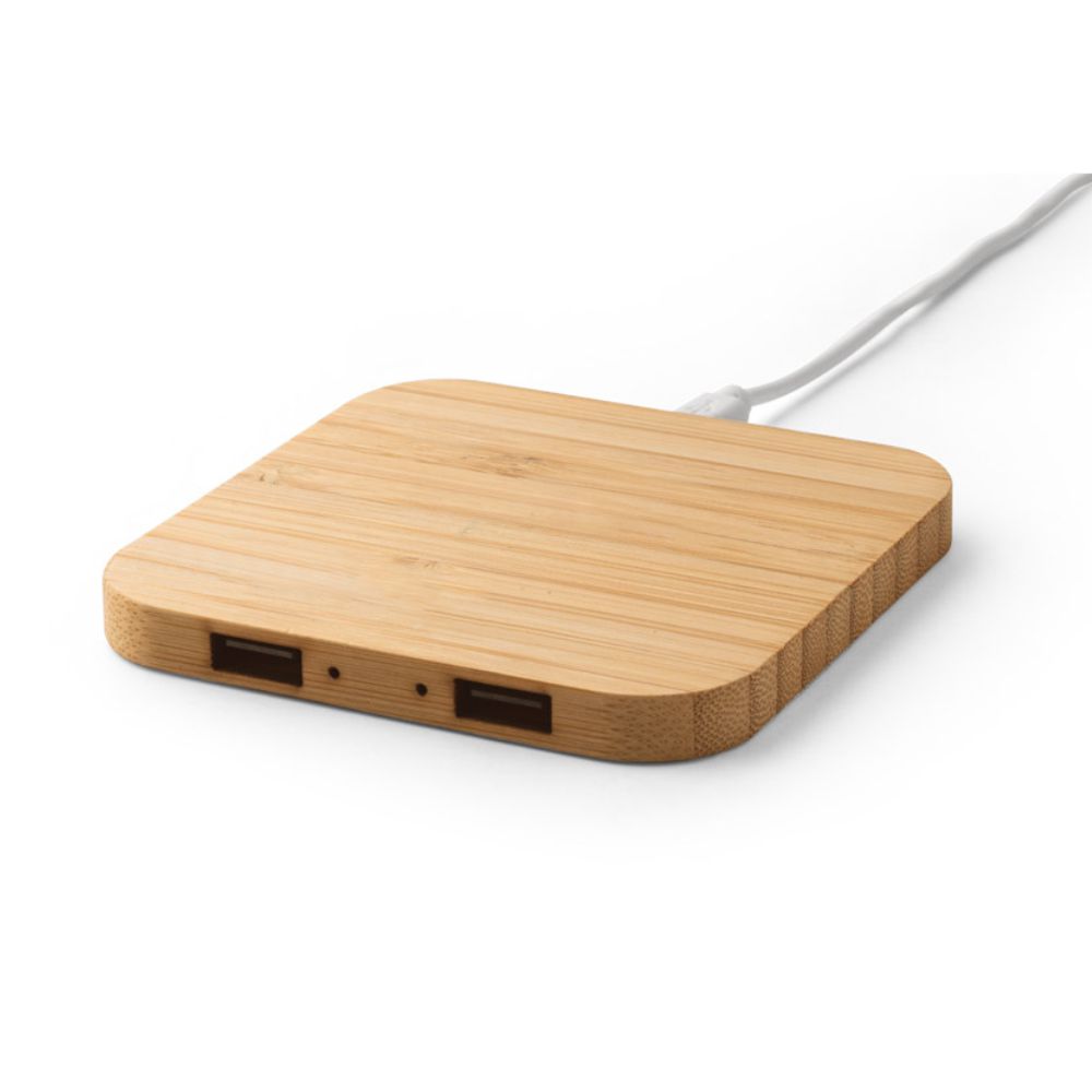 Carregador Hub Wireless em Bambu Personalizado