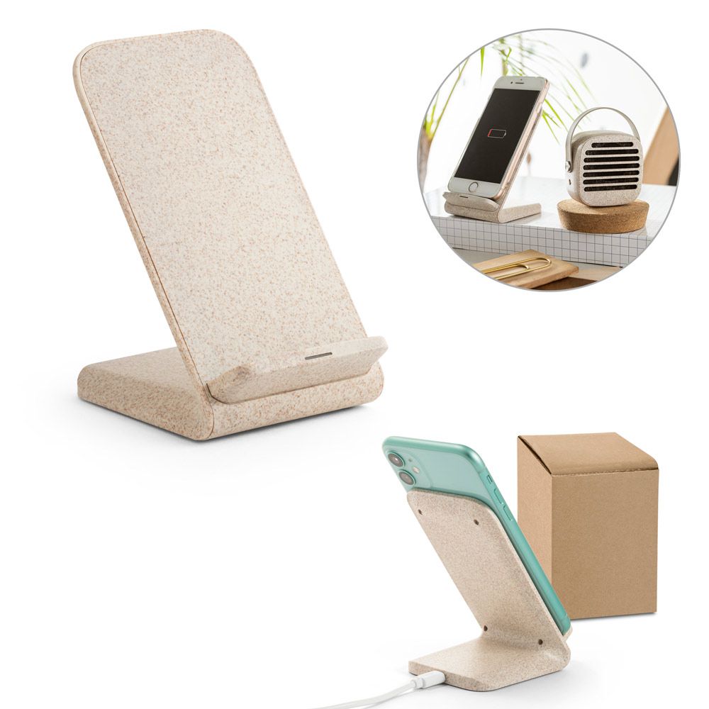 Carregador Wireless em Fibra de Palha Personalizado