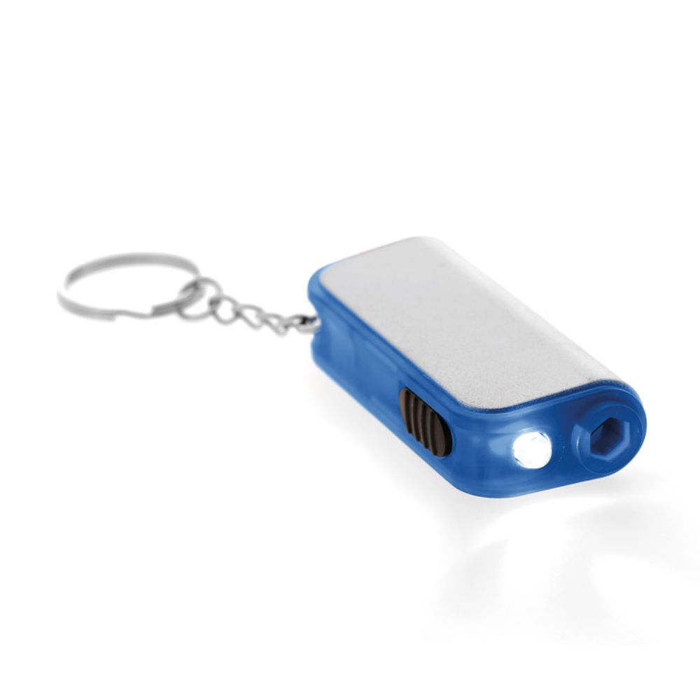 Chaveiro com LED e Ferramenta Azul para Brindes Personalizados